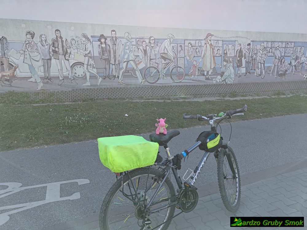 mural „Podróżni ul. Wielickiej i tramwaj”