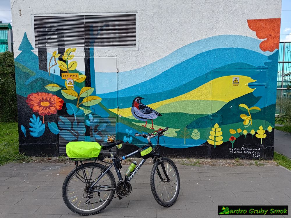 mural jeleń i ptaki