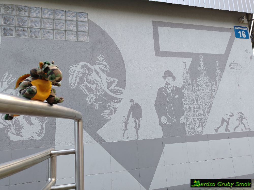 mural szaro-biały
