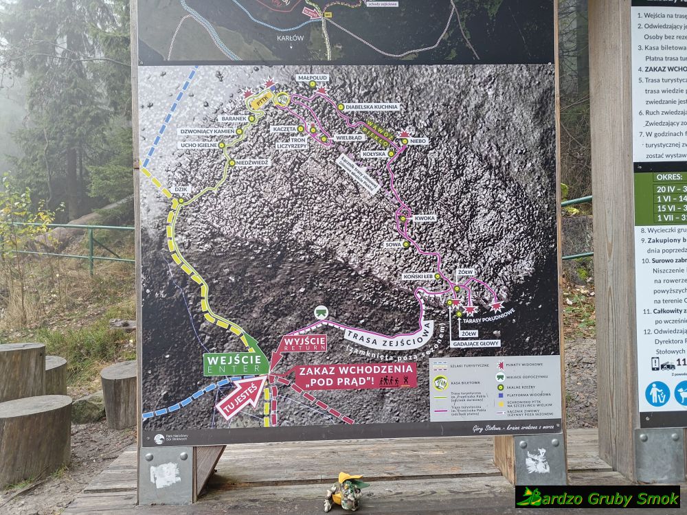 mapka trasy na Szczelińcu