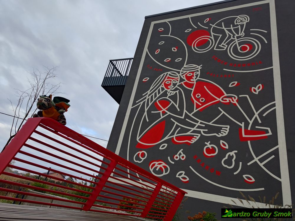 mural szaro-czerwony